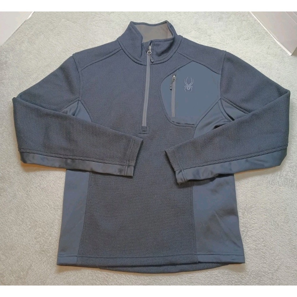 Spyder Men's Raider 1/4 Zip Black Sweater Fleece Pullover 1/4 Zip Jacket S